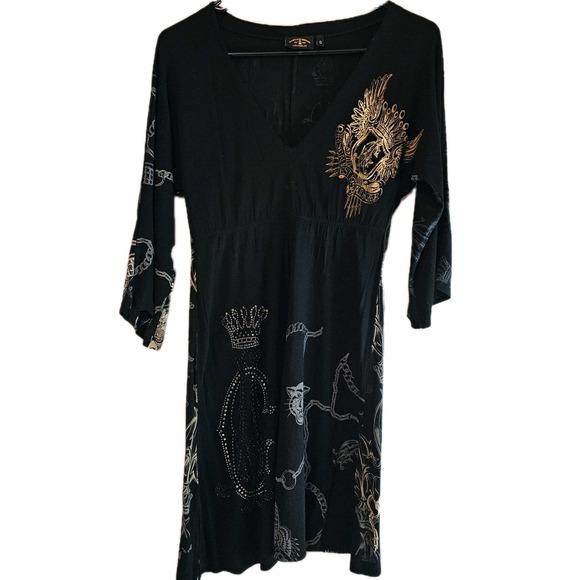 Christian Audigier Midi Dress Black Small‎ - Picture 11 of 14